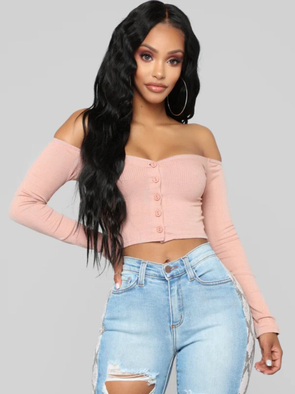 Fashion Nova Talk That Talk Off Shoulder Crop Top Mauve Small NWT